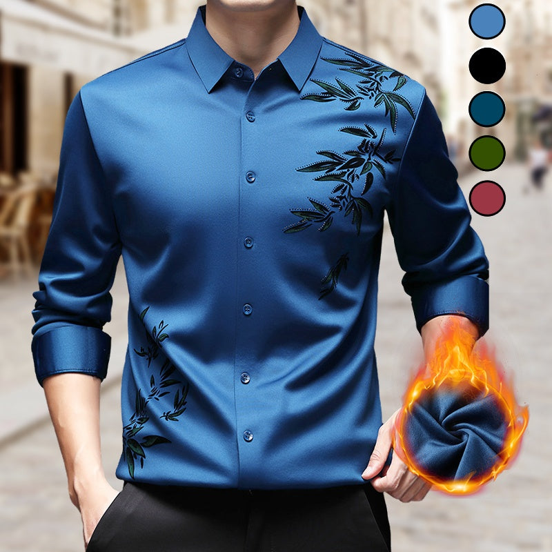 Men's Thickened Print Lapel Button Down Shirts