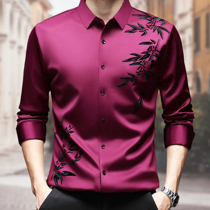 Men's Thickened Print Lapel Button Down Shirts