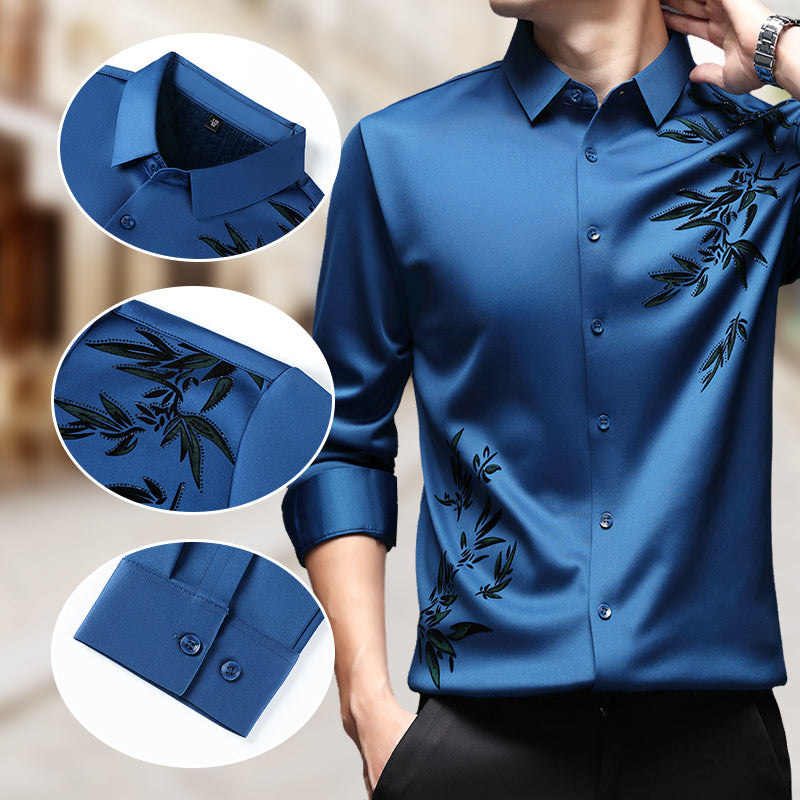 Men's Thickened Print Lapel Button Down Shirts