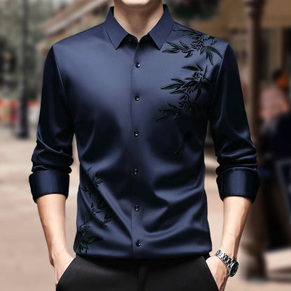 Men's Thickened Print Lapel Button Down Shirts