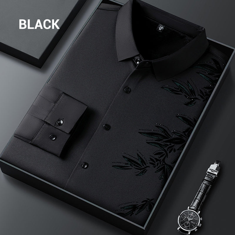 Men's Thickened Print Lapel Button Down Shirts