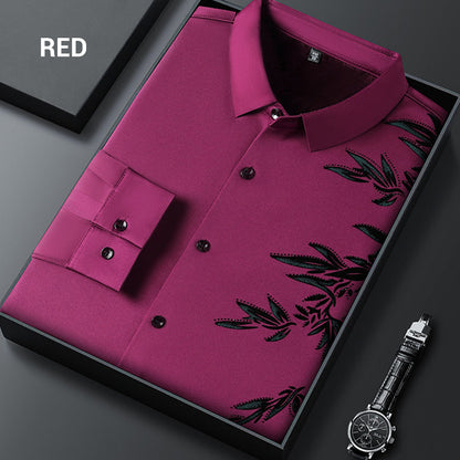 Men's Thickened Print Lapel Button Down Shirts