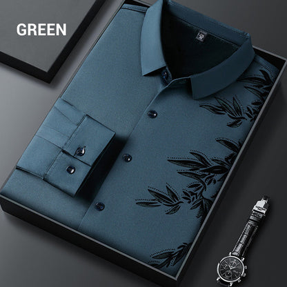 Men's Thickened Print Lapel Button Down Shirts