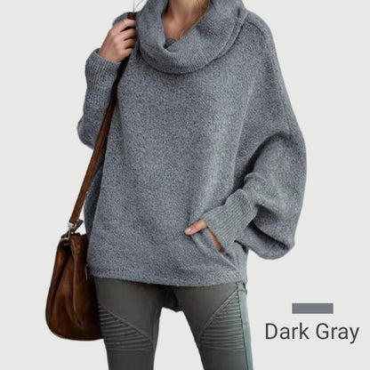 Women's Batwing Cowl Neck Sweater with Pockets