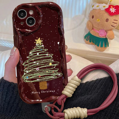 Christmas-Themed Full Coverage Phone Case with Lanyard