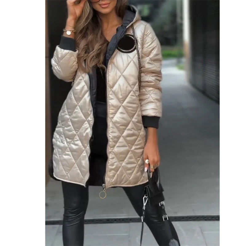 Winter Hooded Zipper Warm Padded Jacket for Women