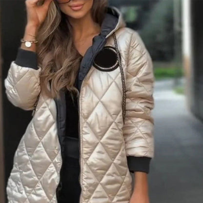 Winter Hooded Zipper Warm Padded Jacket for Women