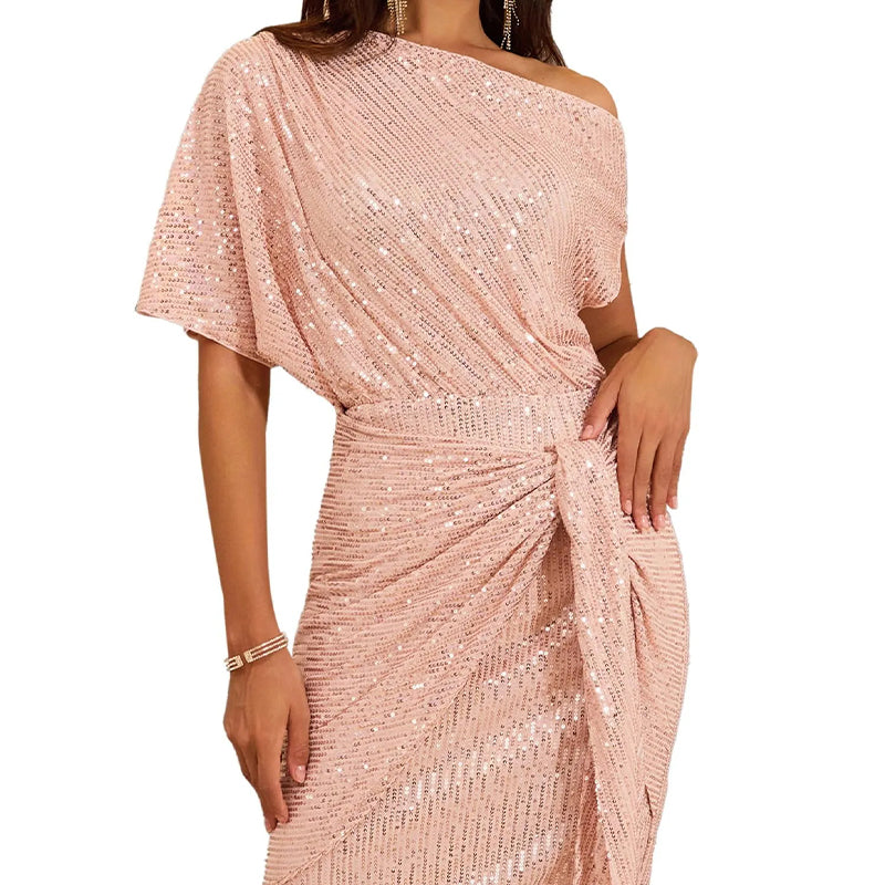 💃Hot Sales - 48% OFF🎉Sparkly One-Shoulder Ruched Dress✨