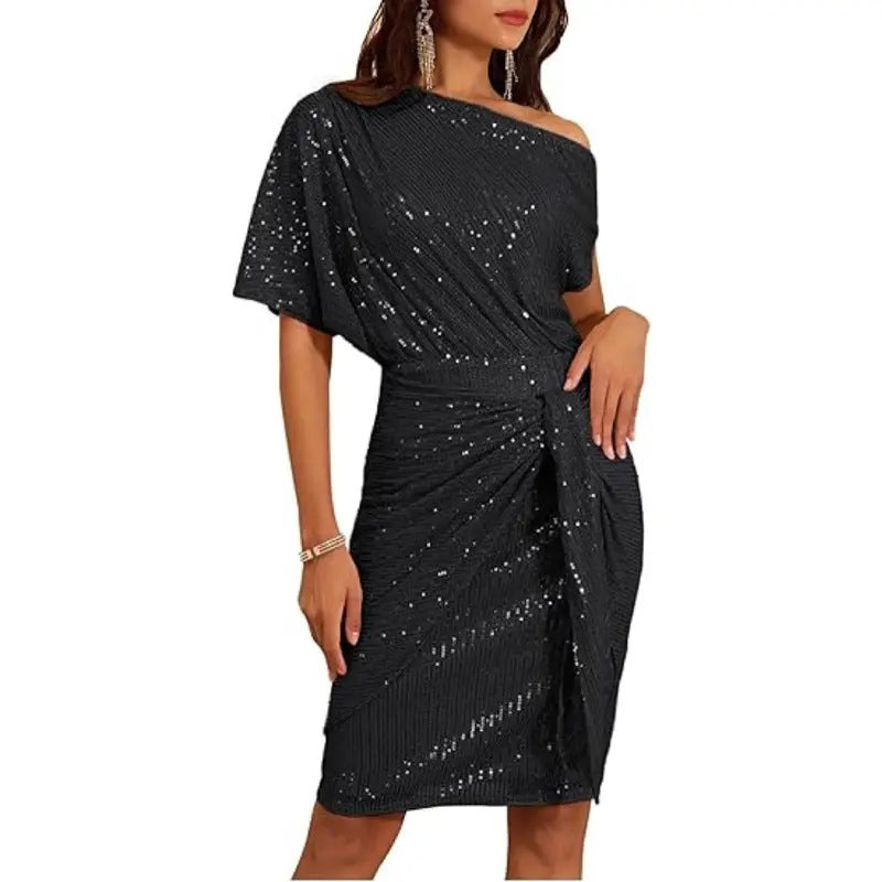 💃Hot Sales - 48% OFF🎉Sparkly One-Shoulder Ruched Dress✨