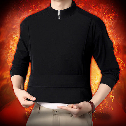 Men's Cozy Long - Sleeve Pullover with Zippered Collar