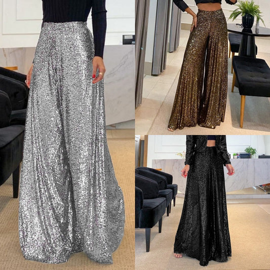 ✨Christmas Hot Sale 49% Off✨Women’s Trendy Sequin High Waist Wide Leg Pants