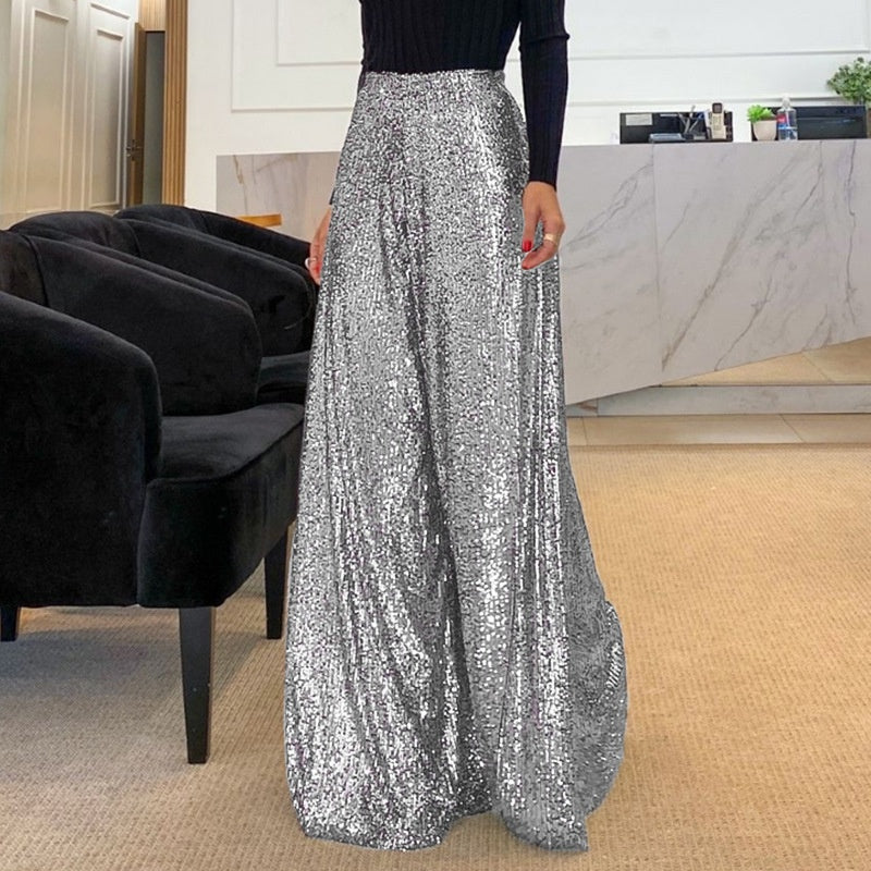 ✨Christmas Hot Sale 49% Off✨Women’s Trendy Sequin High Waist Wide Leg Pants