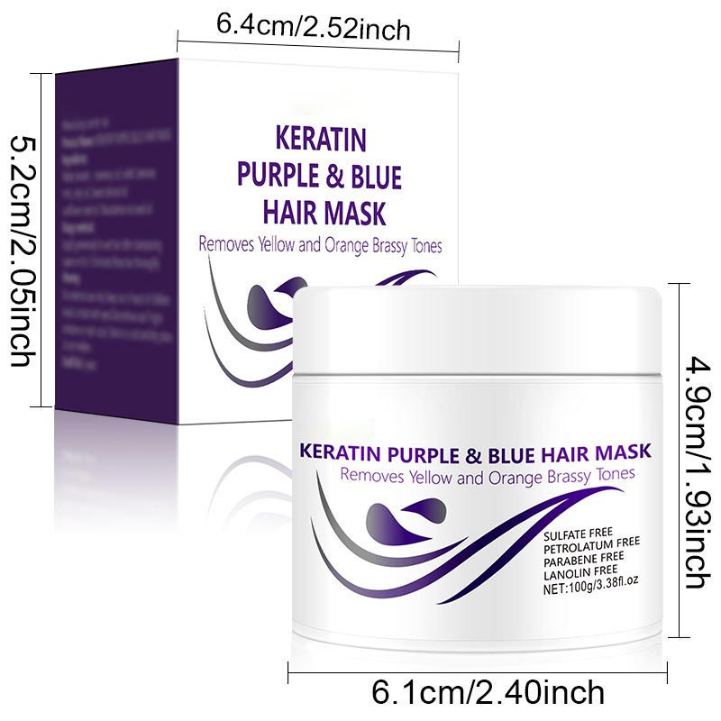 Purple Keratin Hair Mask - Locks Color & Neutralizes Brass & Yellow Tones For Blonde Silver Gray Highlighted Hair