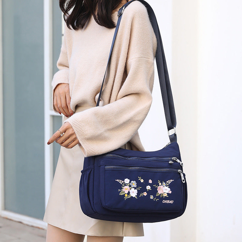 Floral Printed Oxford Cloth Shoulder Bag