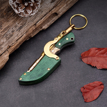 Portable Wood Handle Fruit Knife with Sheath