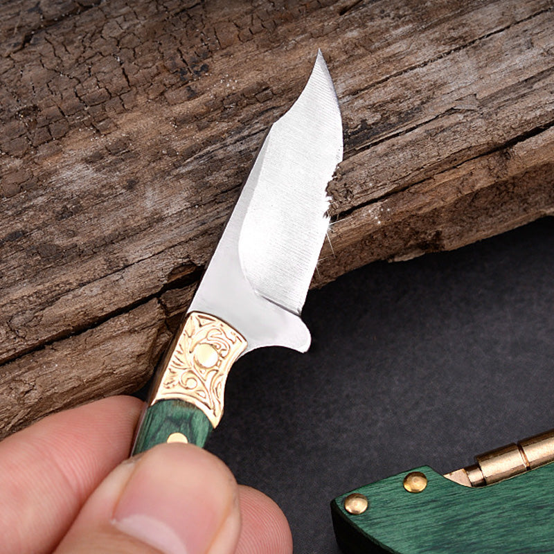 Portable Wood Handle Fruit Knife with Sheath