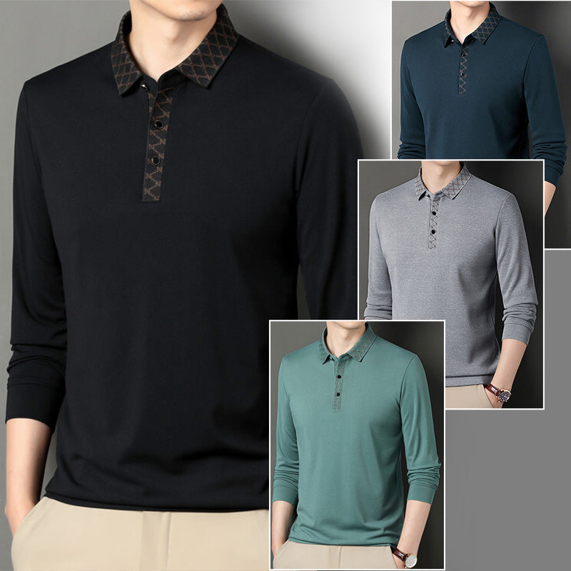 Men's Solid Color Long Sleeve Blouse