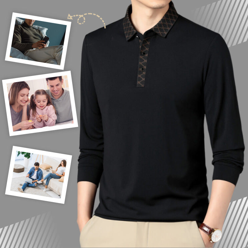 Men's Solid Color Long Sleeve Blouse