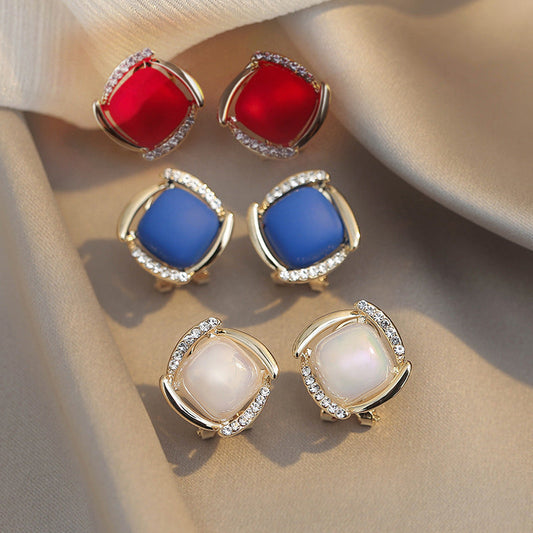 Square Chunky Stud Earrings for Women
