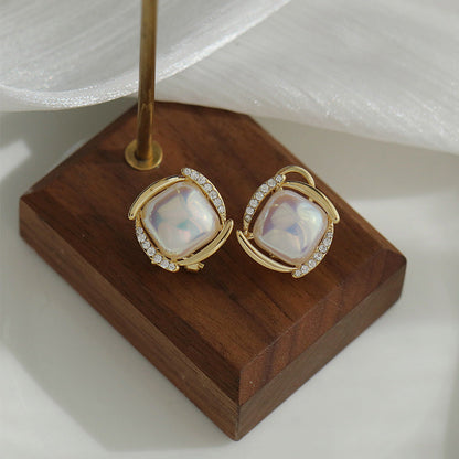 Square Chunky Stud Earrings for Women