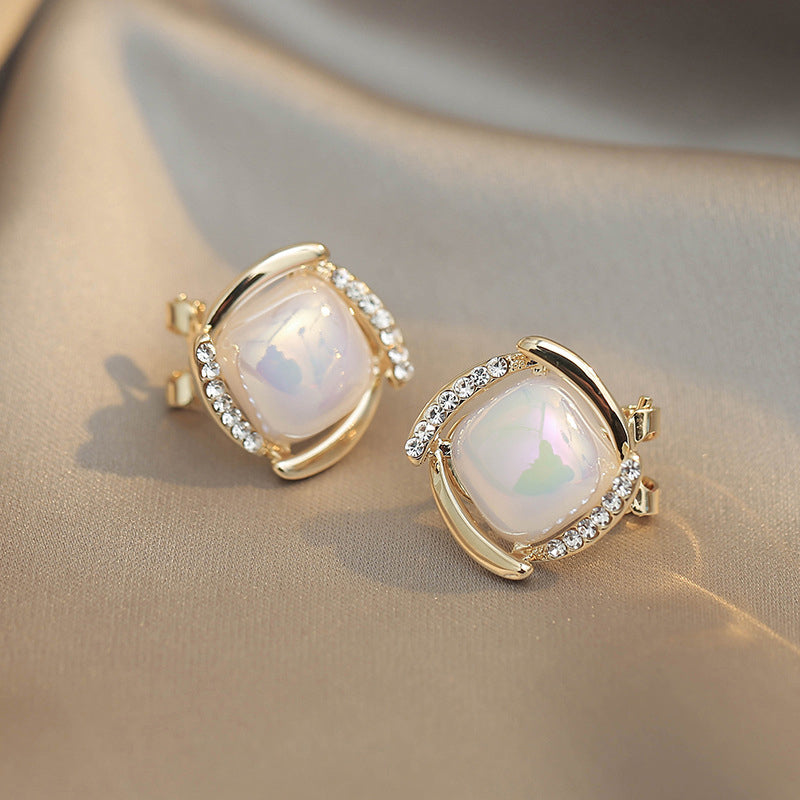 Square Chunky Stud Earrings for Women