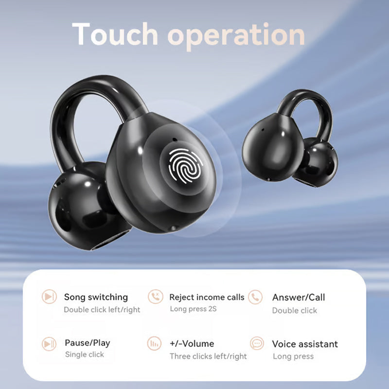 🎧💜LAST DAY - 50% off💜🔥Bone Conduction Wireless Bluetooth Ear Clip Earphones with Touch Screen