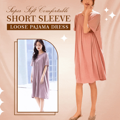 💗🌹Special Promotion🎁💗Super Soft Comfortable Short Sleeve Loose Pajama Dress（The more you buy, the higher the discount）