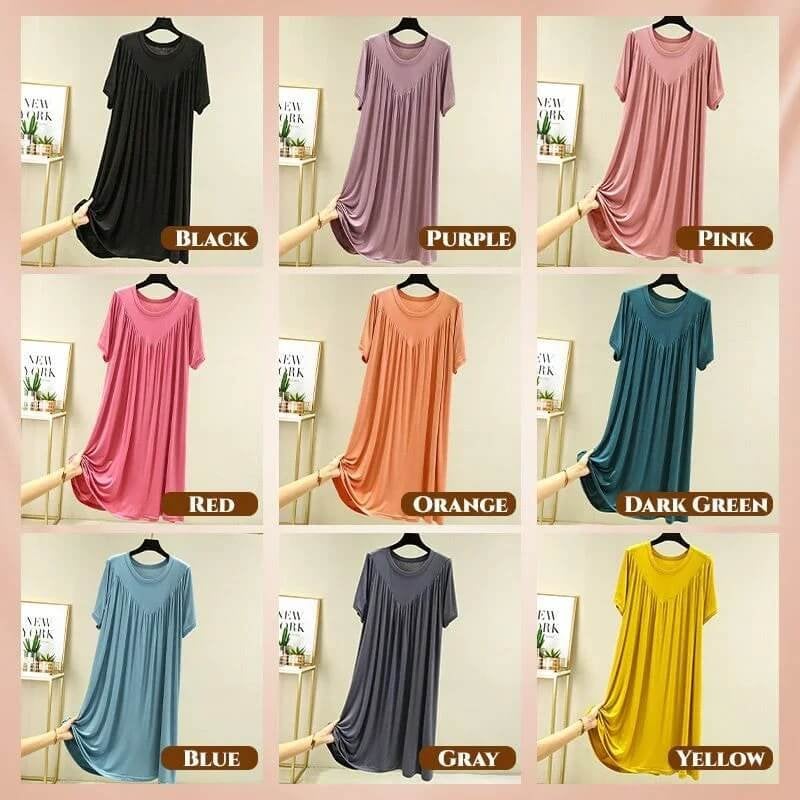 💗🌹Special Promotion🎁💗Super Soft Comfortable Short Sleeve Loose Pajama Dress（The more you buy, the higher the discount）