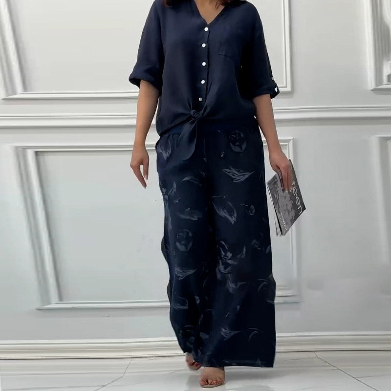 🎉2025 New Products Hot Sale✨Women's Fashion Loose Cardigan Shirt & High Waist Pants Two Piece Set