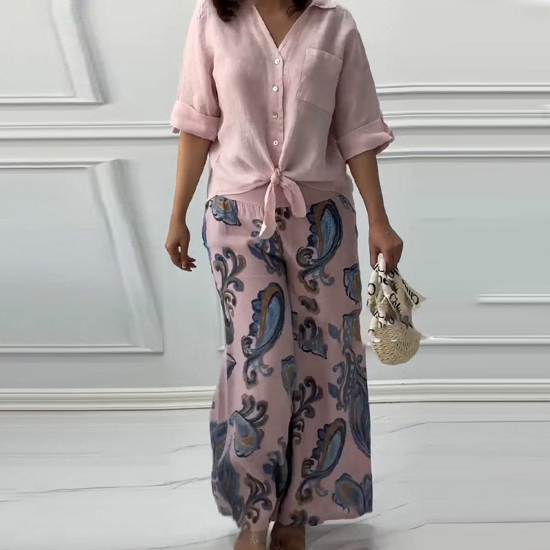 🎉2025 New Products Hot Sale✨Women's Fashion Loose Cardigan Shirt & High Waist Pants Two Piece Set