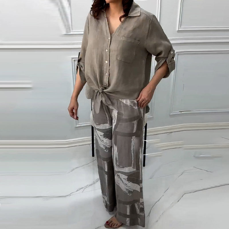 🎉2025 New Products Hot Sale✨Women's Fashion Loose Cardigan Shirt & High Waist Pants Two Piece Set