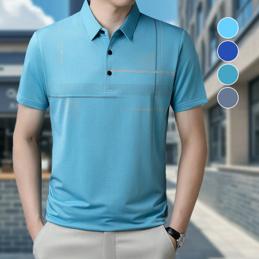 🌞Summer Hot Sale-14.99£👕Men's Loose Cool Breathable Lapel T-Shirt