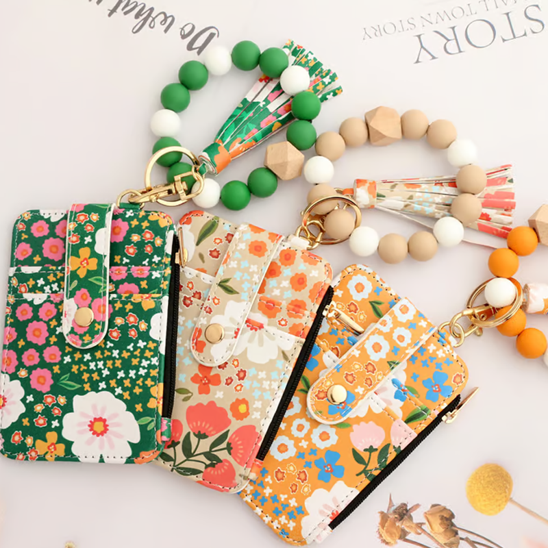 Card Holder Wallet with Keychain Zipper
