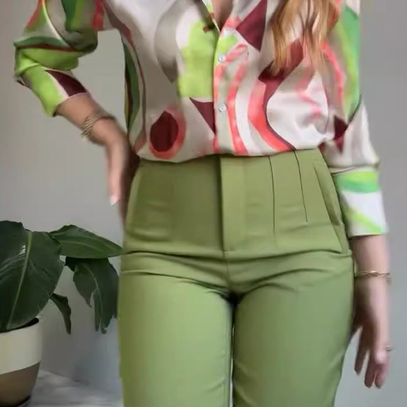 🌸Summer goodies💐Women's Printed Button Shirt & Pants (2-Piece Set)
