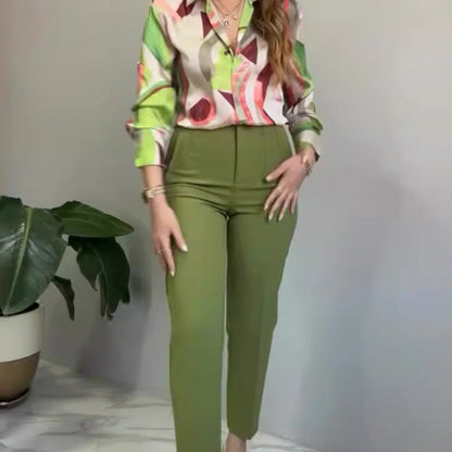 🌸Summer goodies💐Women's Printed Button Shirt & Pants (2-Piece Set)