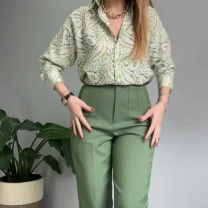 🌸Summer goodies💐Women's Printed Button Shirt & Pants (2-Piece Set)