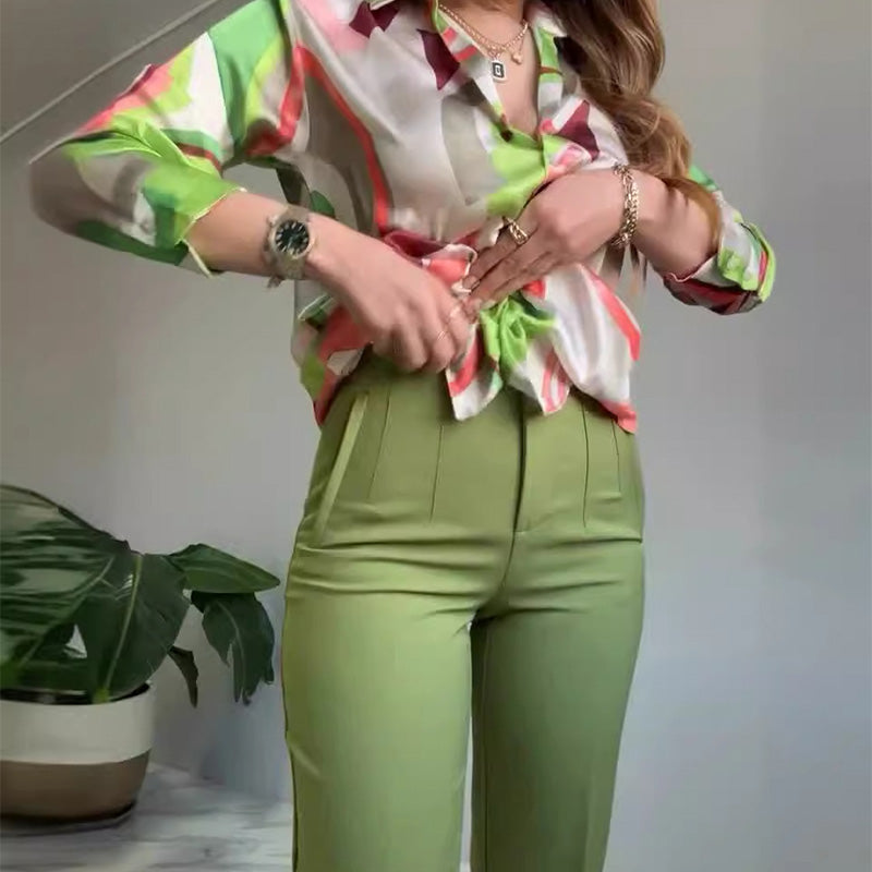 🌸Summer goodies💐Women's Printed Button Shirt & Pants (2-Piece Set)