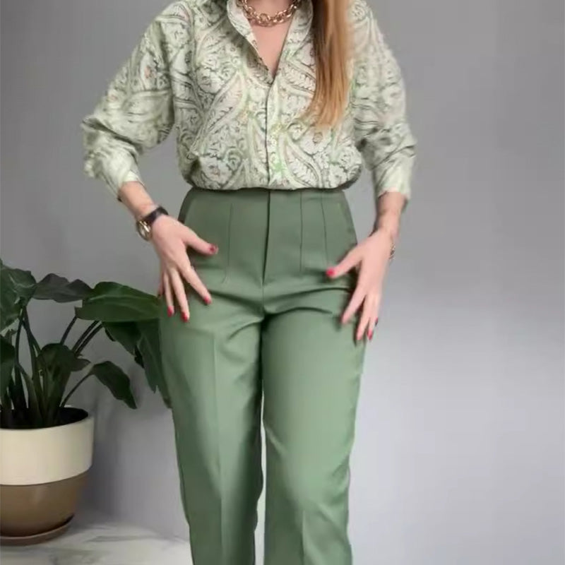 🌸Summer goodies💐Women's Printed Button Shirt & Pants (2-Piece Set)