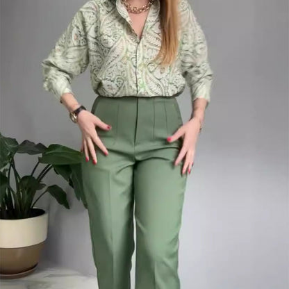 🌸Summer goodies💐Women's Printed Button Shirt & Pants (2-Piece Set)