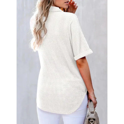 🌈New Product- Women's Lapel Loose Short Sleeve Top🩷