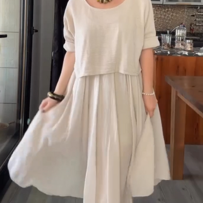 Women's Round Neck Loose Top & Long Skirt Set
