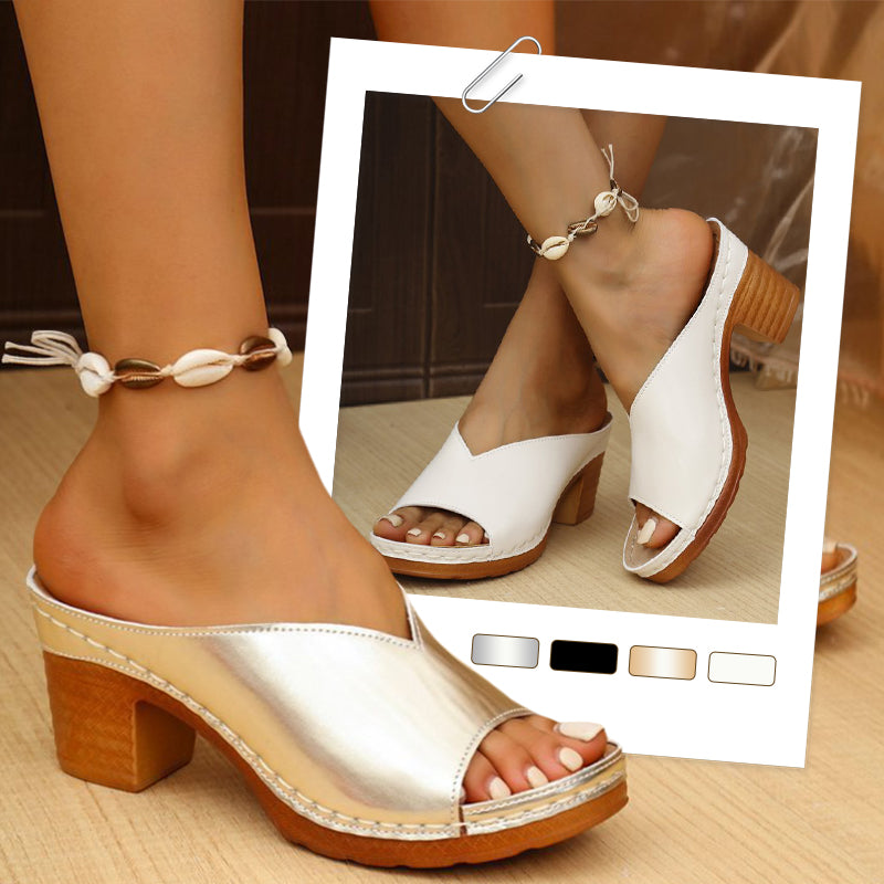 Chunky Heel Slip-on Platform Sandals