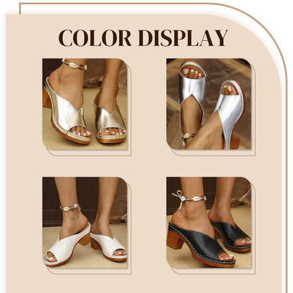Chunky Heel Slip-on Platform Sandals