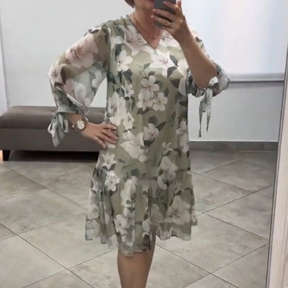 Women's Casual Loose V-Neck Fashion Printed Dresses