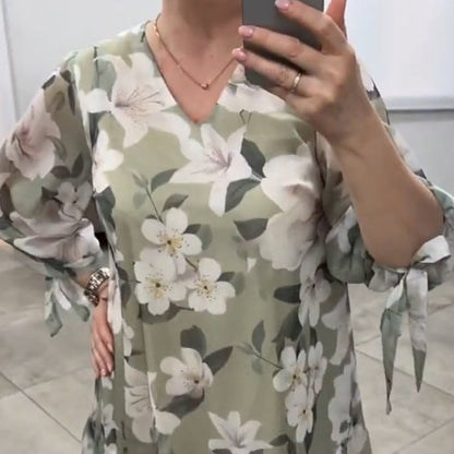 Women's Casual Loose V-Neck Fashion Printed Dresses