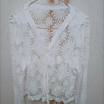 🏖️Summer Specials🌴Women's Lace V-Neck Long Sleeve Top