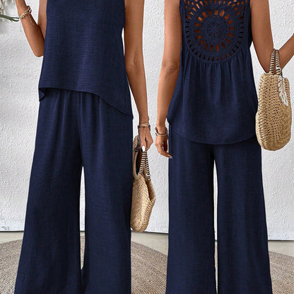 ✨2025 New Arrivals 49% OFF✨Sleeveless Top & Wide-Leg Pants Set