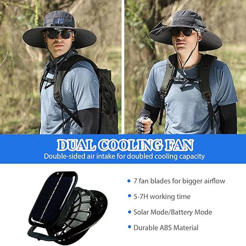 🧢 LIMITED-TIME 50% OFF! ✨ Solar Fan Sun Hat – UPF 50+, Dual Power, Ultralight ☀️