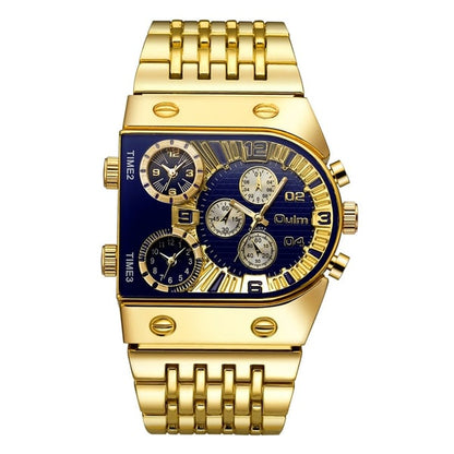 💼Business men's watch | Large 51 mm dial | Gold and stainless steel folding clasp | Waterproof and stylish
