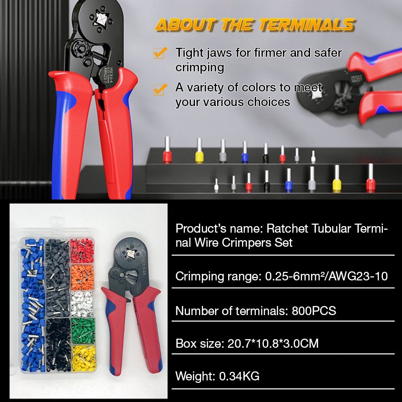 🔧 50% OFF NOW! ⚡ Ratchet Wire Crimper Set – Tubular Terminals, Ergonomic Handle & Professional Electrical Tool 📦🛠️